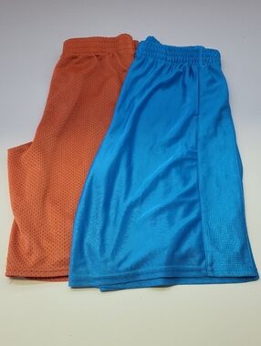 Kids Athletic Mesh Shorts - Orange and Blue